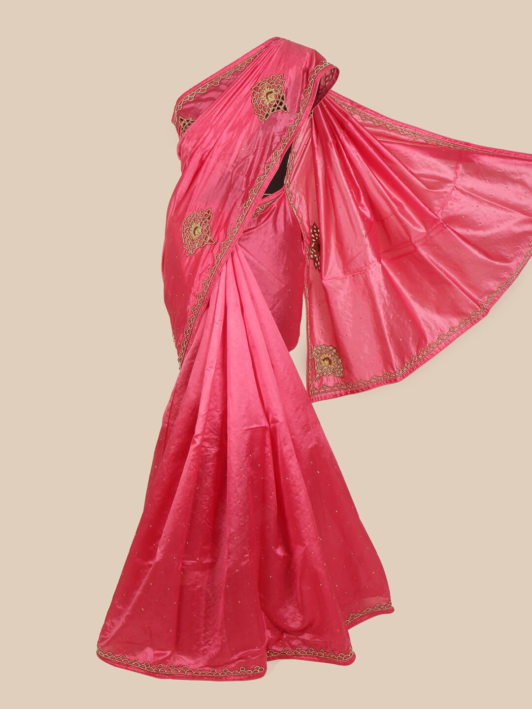

Pothys Pink & Beige Embellished Art Silk Saree