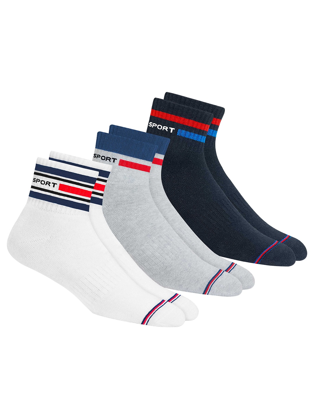 

NAVYSPORT Men Pack Of 3 Assorted Durable Above Ankle-Length Socks