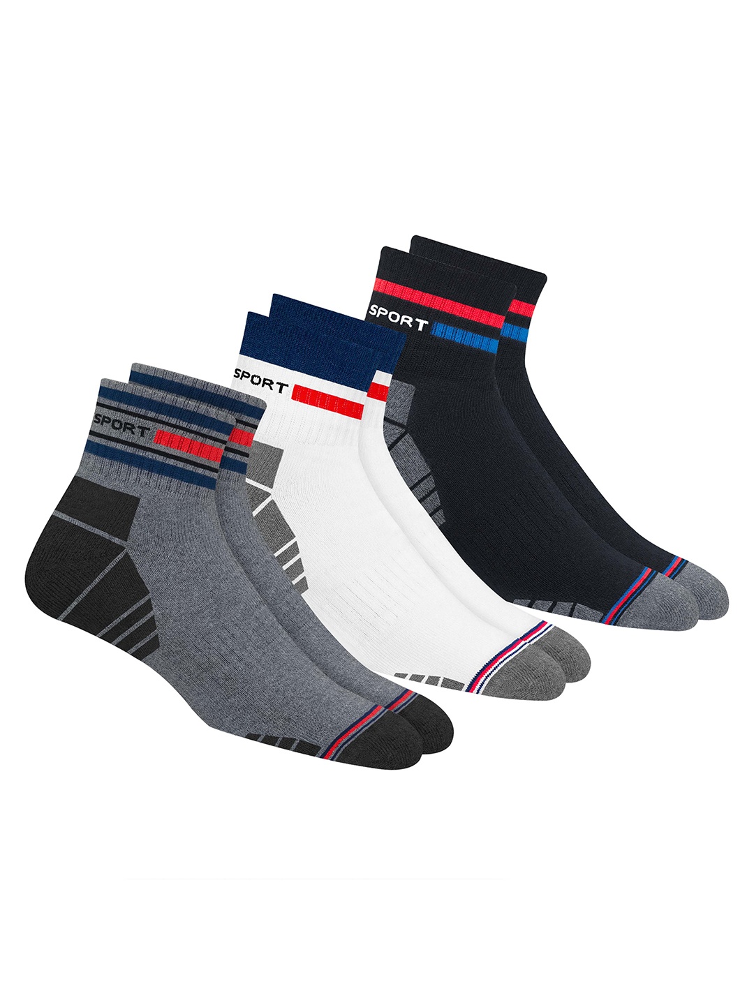 

NAVYSPORT Men Pack Of 3 Assorted Durable Above Ankle -Length Socks