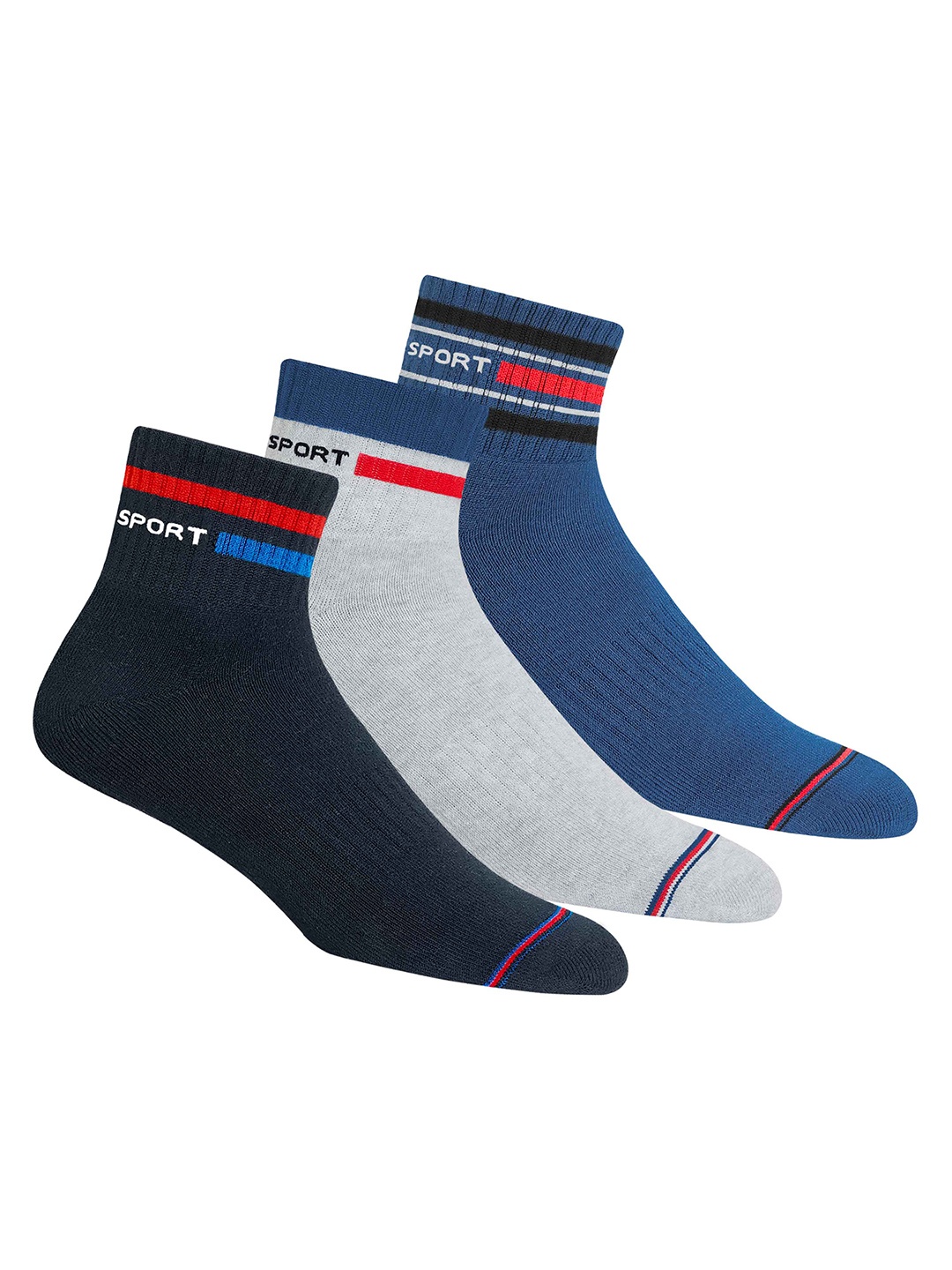 

NAVYSPORT Men Pack Of 3 Assorted Durable Above Ankle-Length Socks