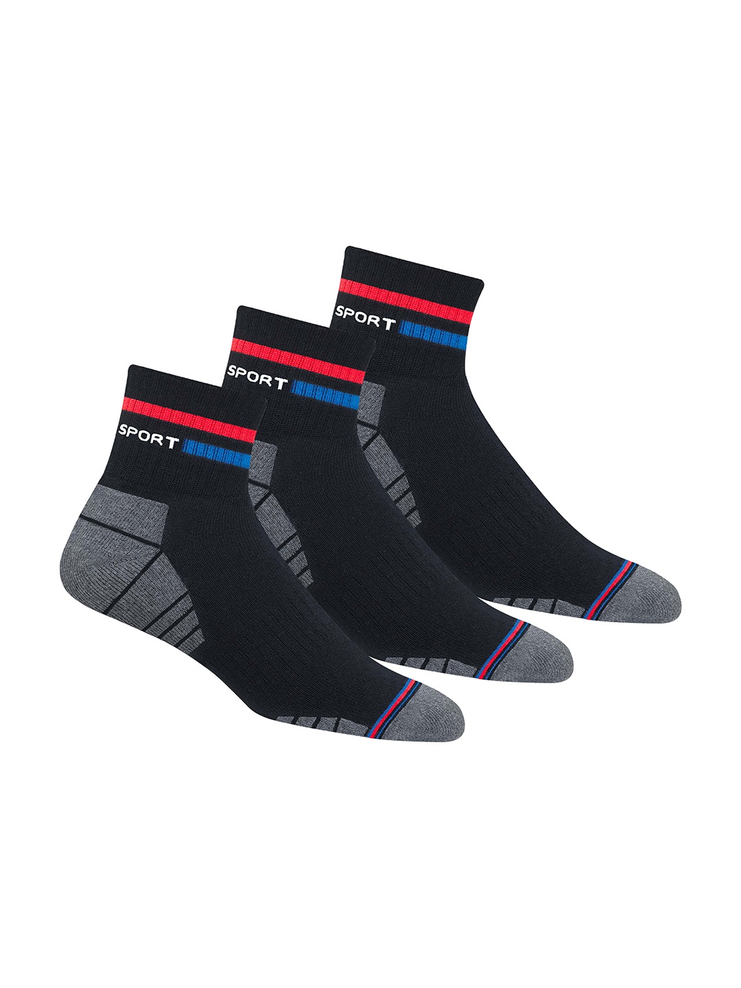 

NAVYSPORT Men Pack Of 3 Assorted Durable Above Ankle-Length Socks
