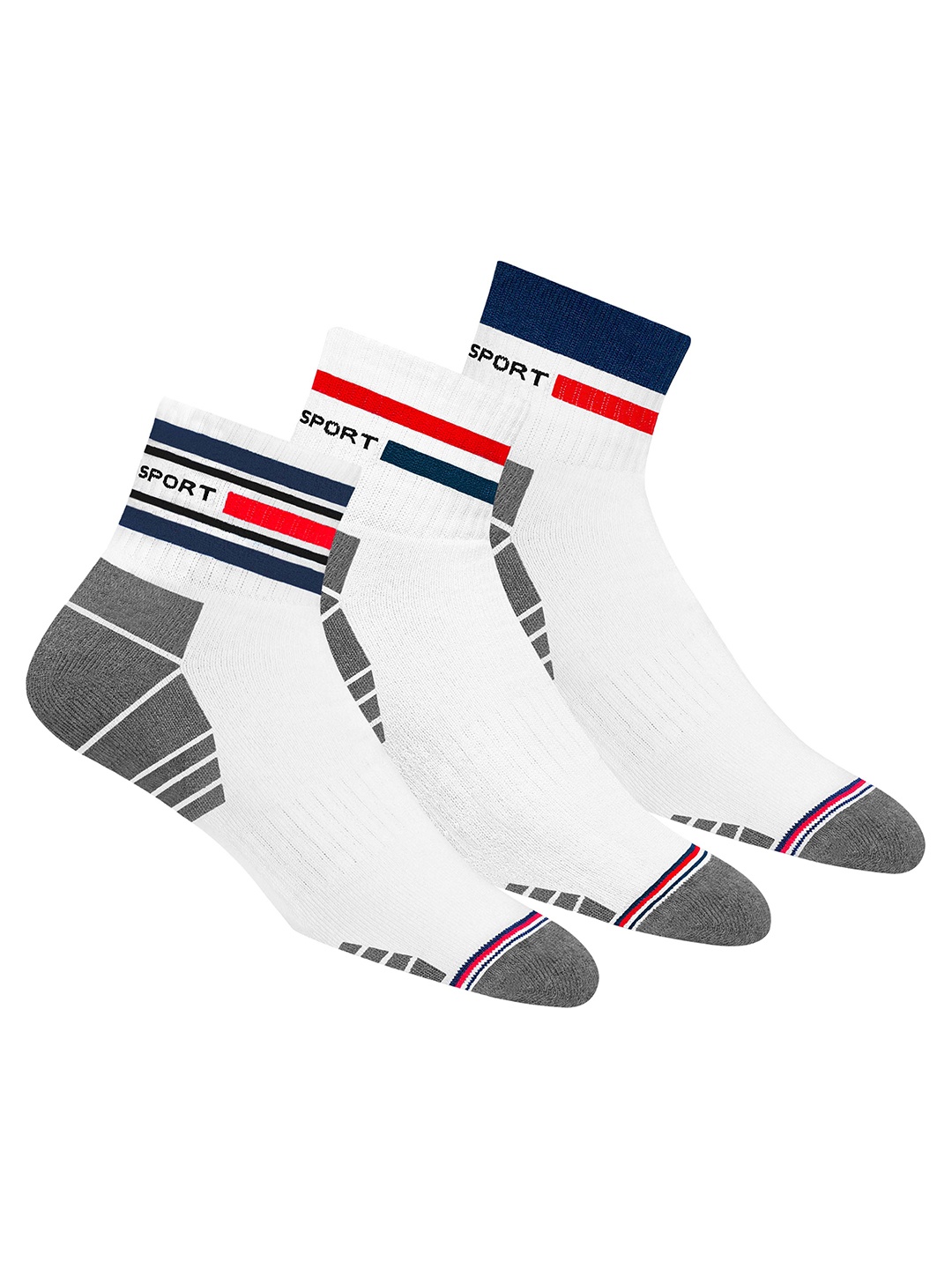 

NAVYSPORT Men Pack Of 3 Assorted Durable Above Ankle-Length Socks