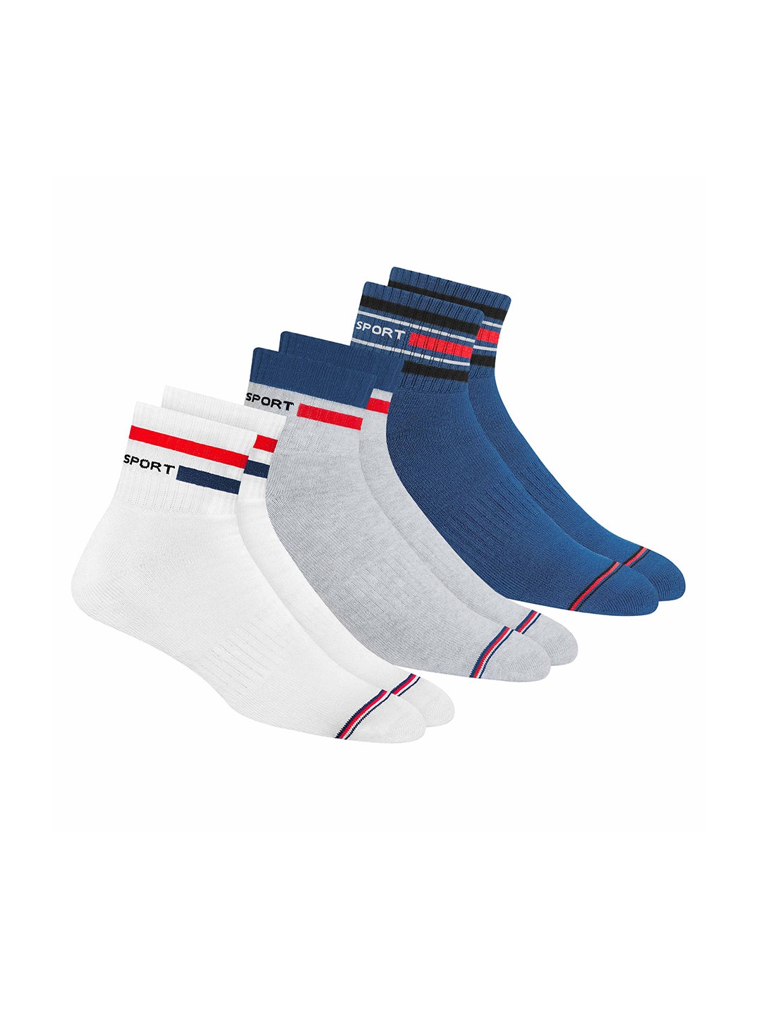 

NAVYSPORT Men Pack Of 3 Assorted Durable Above Ankle-Length Socks