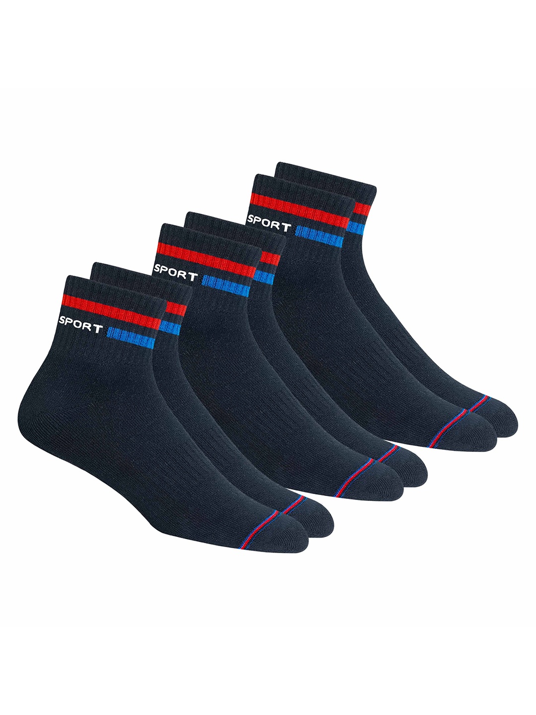 

NAVYSPORT Men Pack Of 3 Assorted Durable Above Ankle-Length Socks