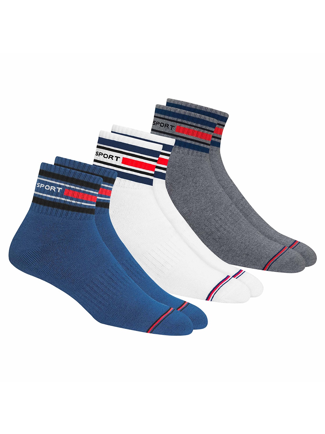 

NAVYSPORT Men Pack Of 3 Assorted Durable Above Ankle-Length Socks