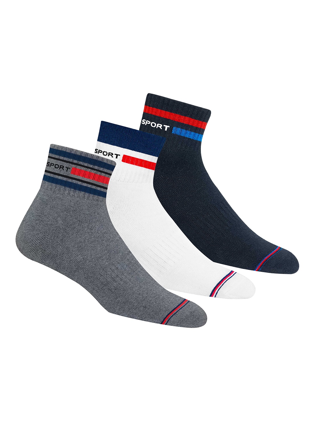 

NAVYSPORT Men Pack Of 3 Assorted Durable Above Ankle-Length Sports Socks