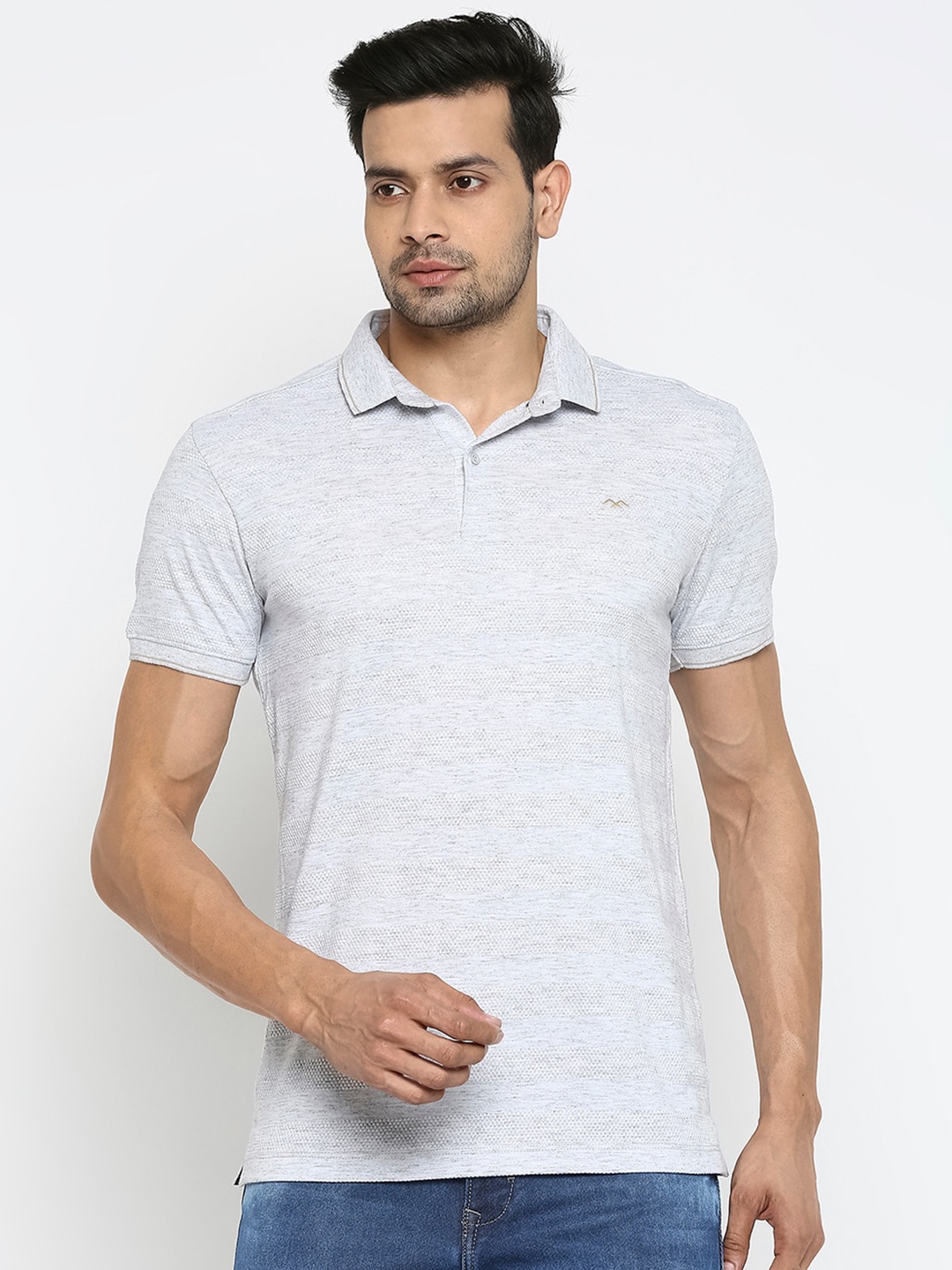 

Mufti Men Grey Polo Collar Slim Fit T-shirt