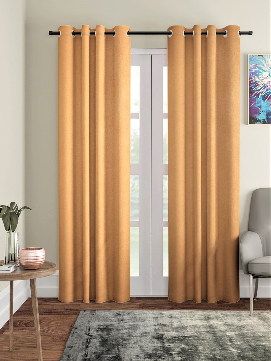 

Home Sizzler Gold-Toned Set of 2 Door Curtain