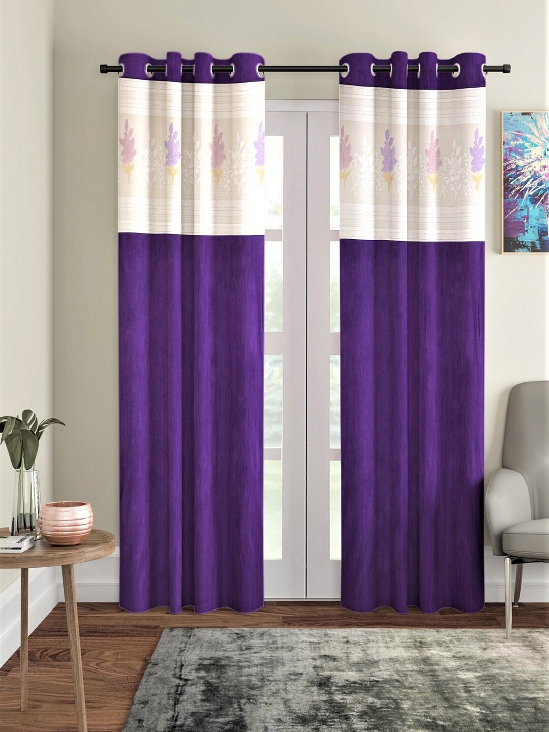 

Home Sizzler Purple Set of 2 Floral Door Curtain