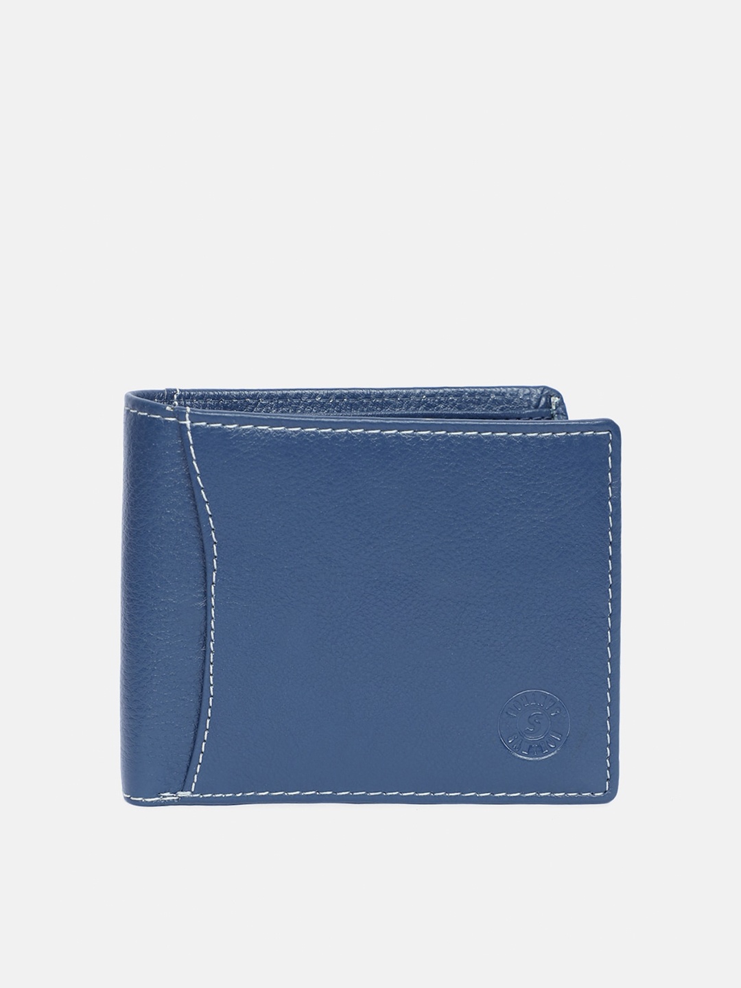 

SAMTROH Men Blue Solid Leather Two Fold Wallet
