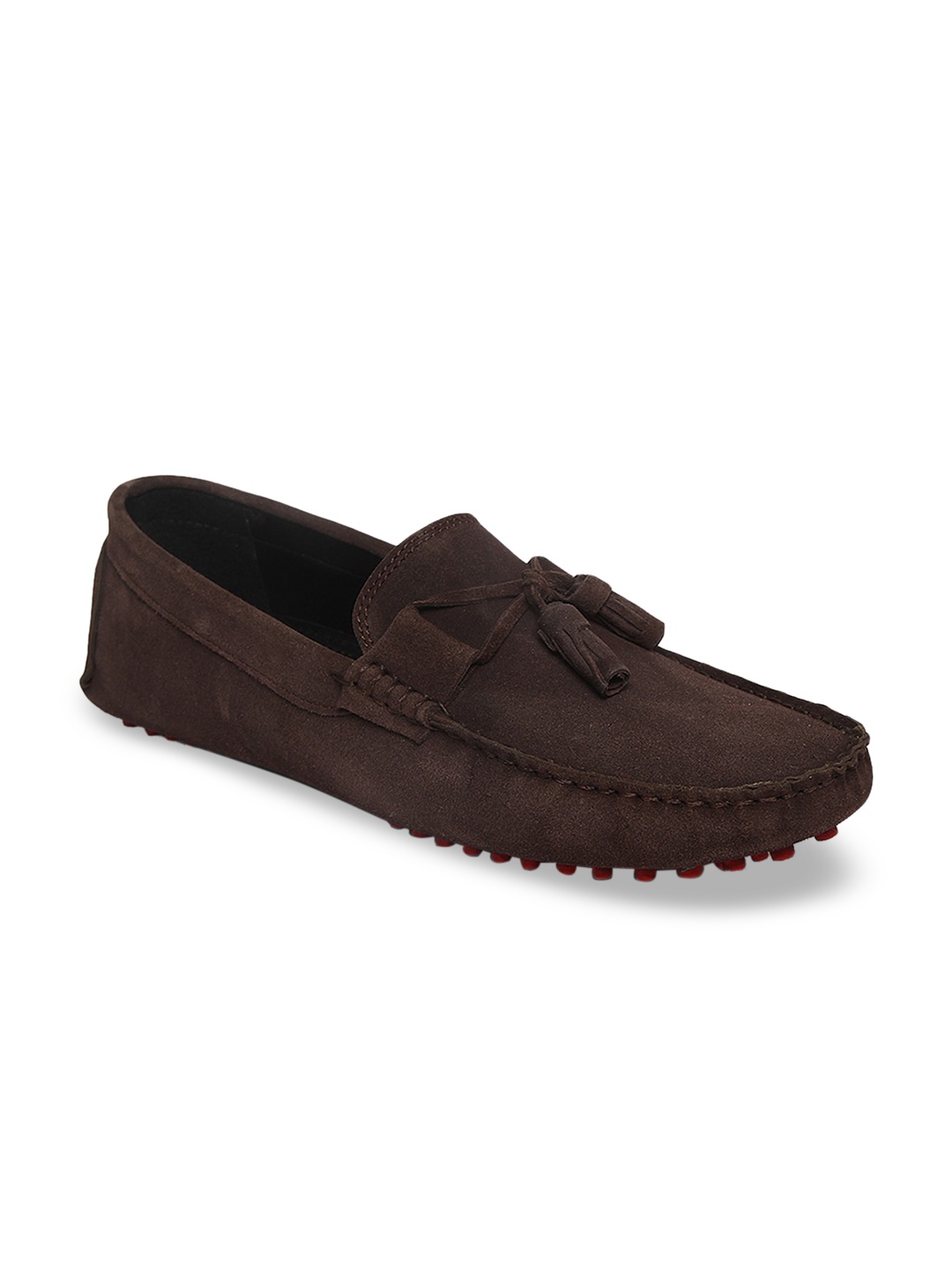 

MONKS & KNIGHTS Men Brown Textured Leather Loafers