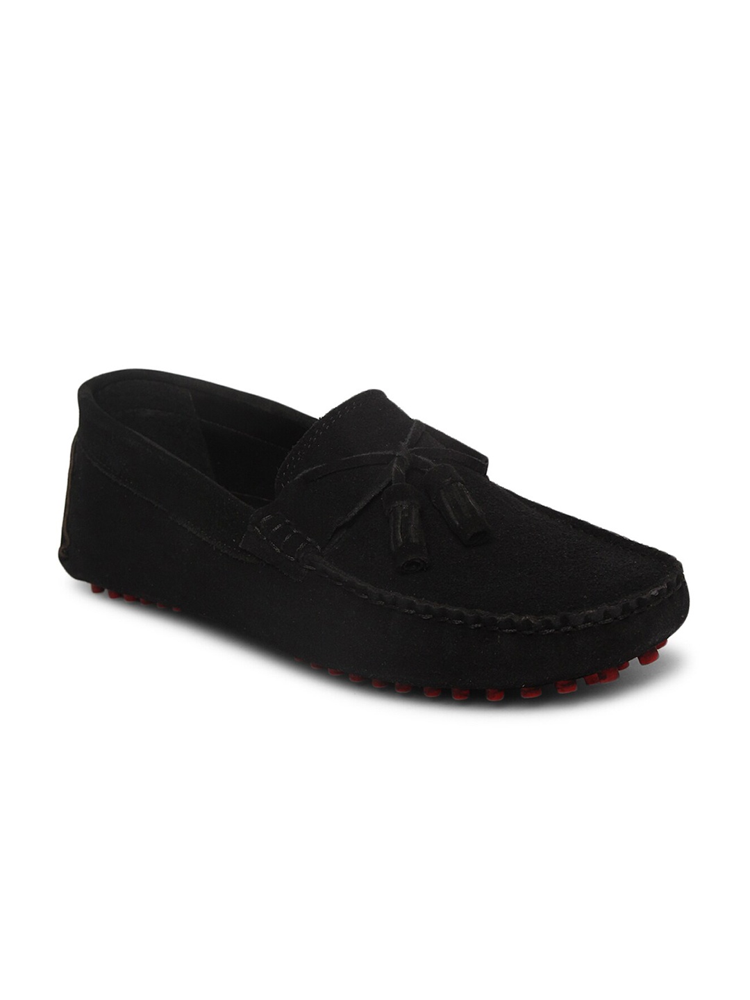 

MONKS & KNIGHTS Men Black Leather Driving Shoes