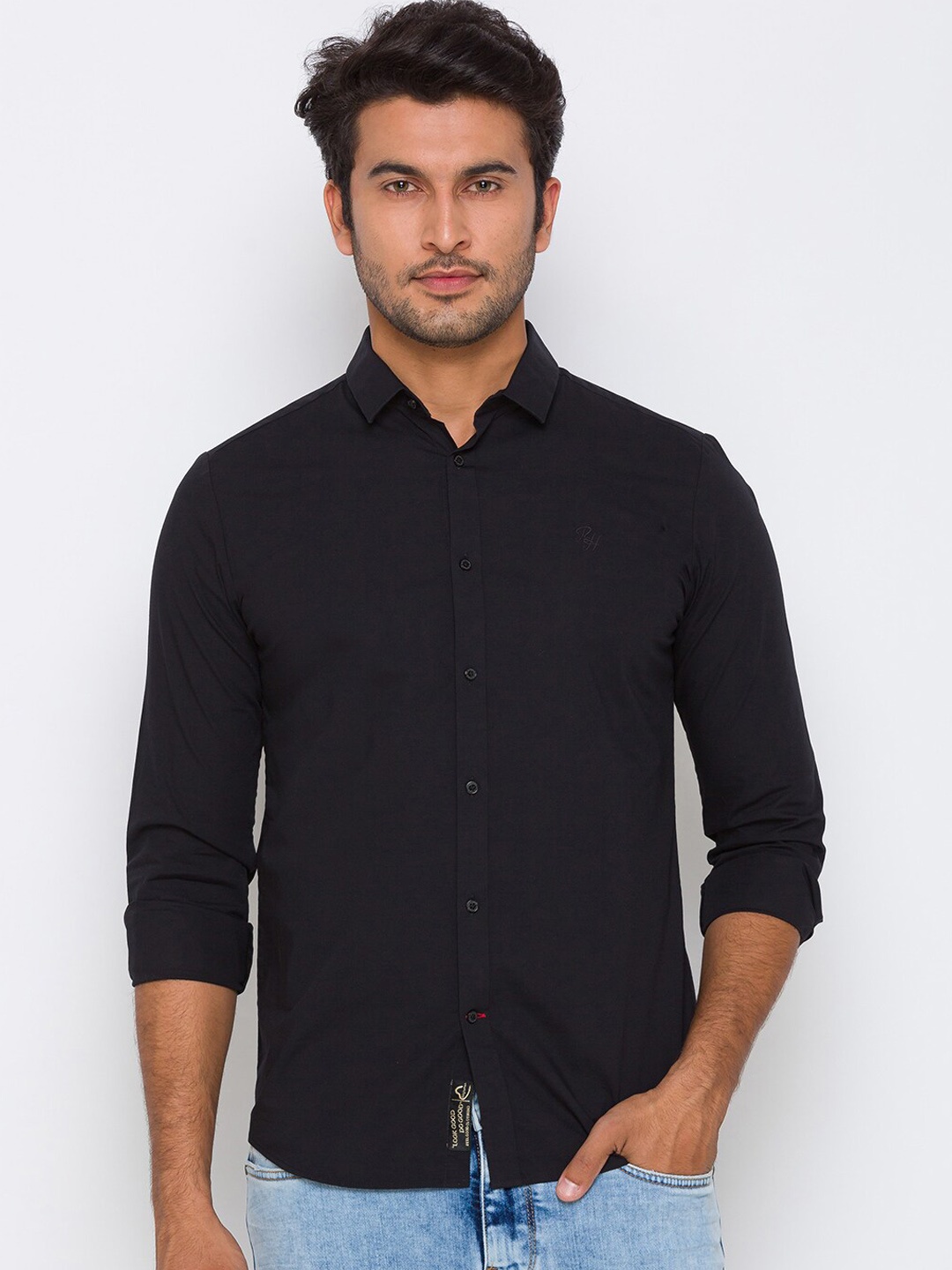 

Being Human Men Solid Black Slim Fit Casual Shirt