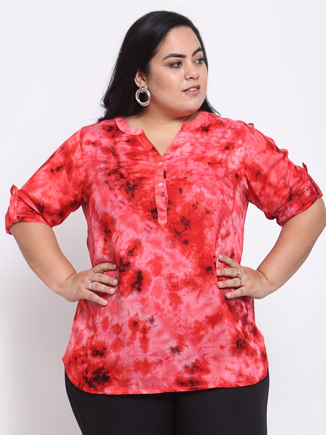 

plusS Women Red Tie and Dye Top