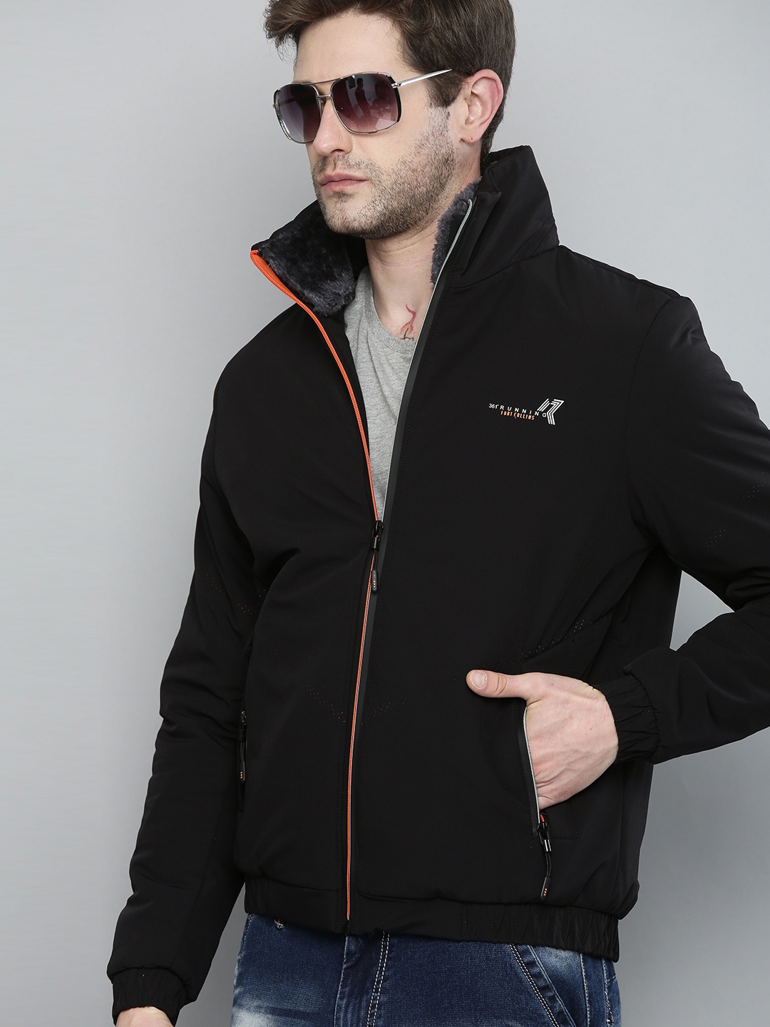 

Fort Collins Men Black Solid Sporty Jacket