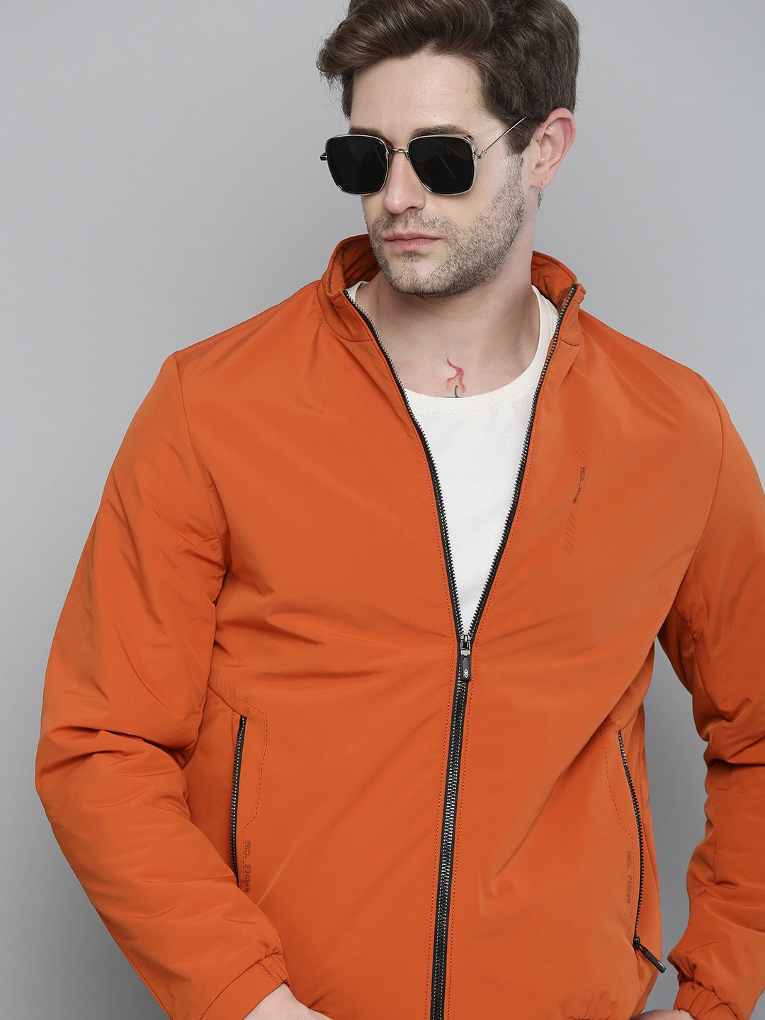 

Fort Collins Men Rust Orange Solid Sporty Jacket