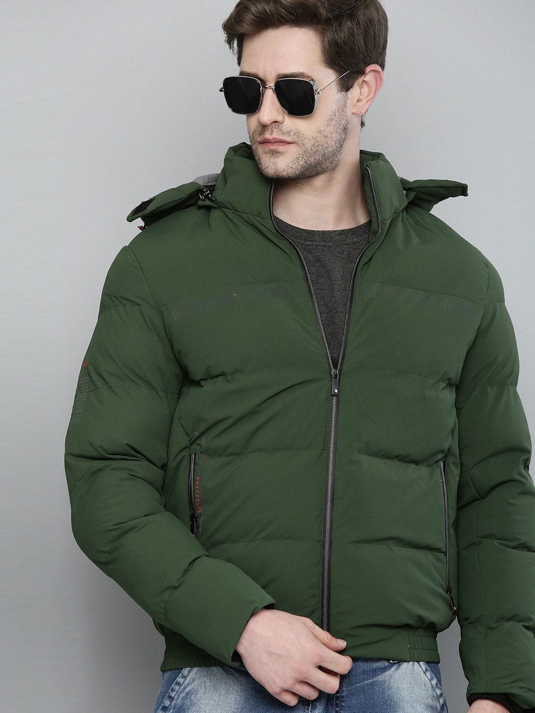 

Fort Collins Men Green Detachable Hood Puffer Jacket