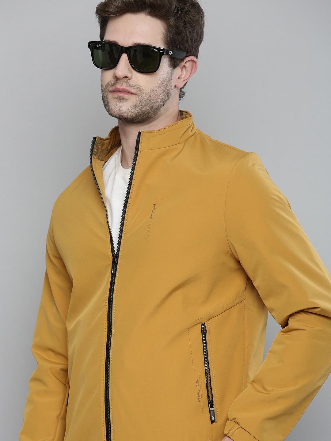 

Fort Collins Men Mustard Yellow Solid Lightweight Jacket