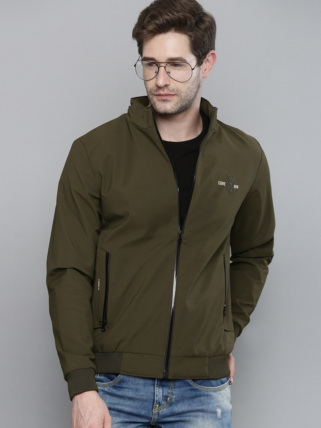 

Fort Collins Men Olive Green Windcheater Tailored Jacket