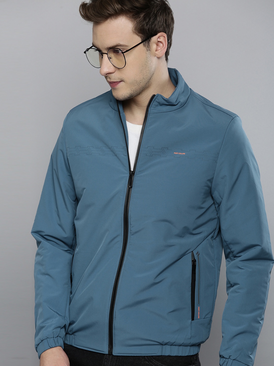 

Fort Collins Men Blue Mock Collar Tailored Jacket