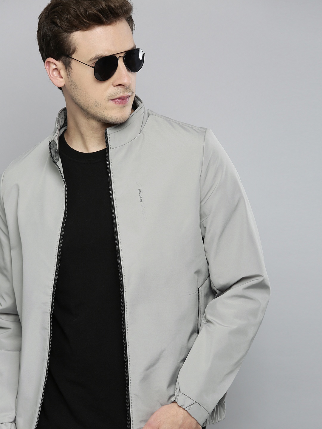 

Fort Collins Men Grey Mock Collar Tailored Jacket