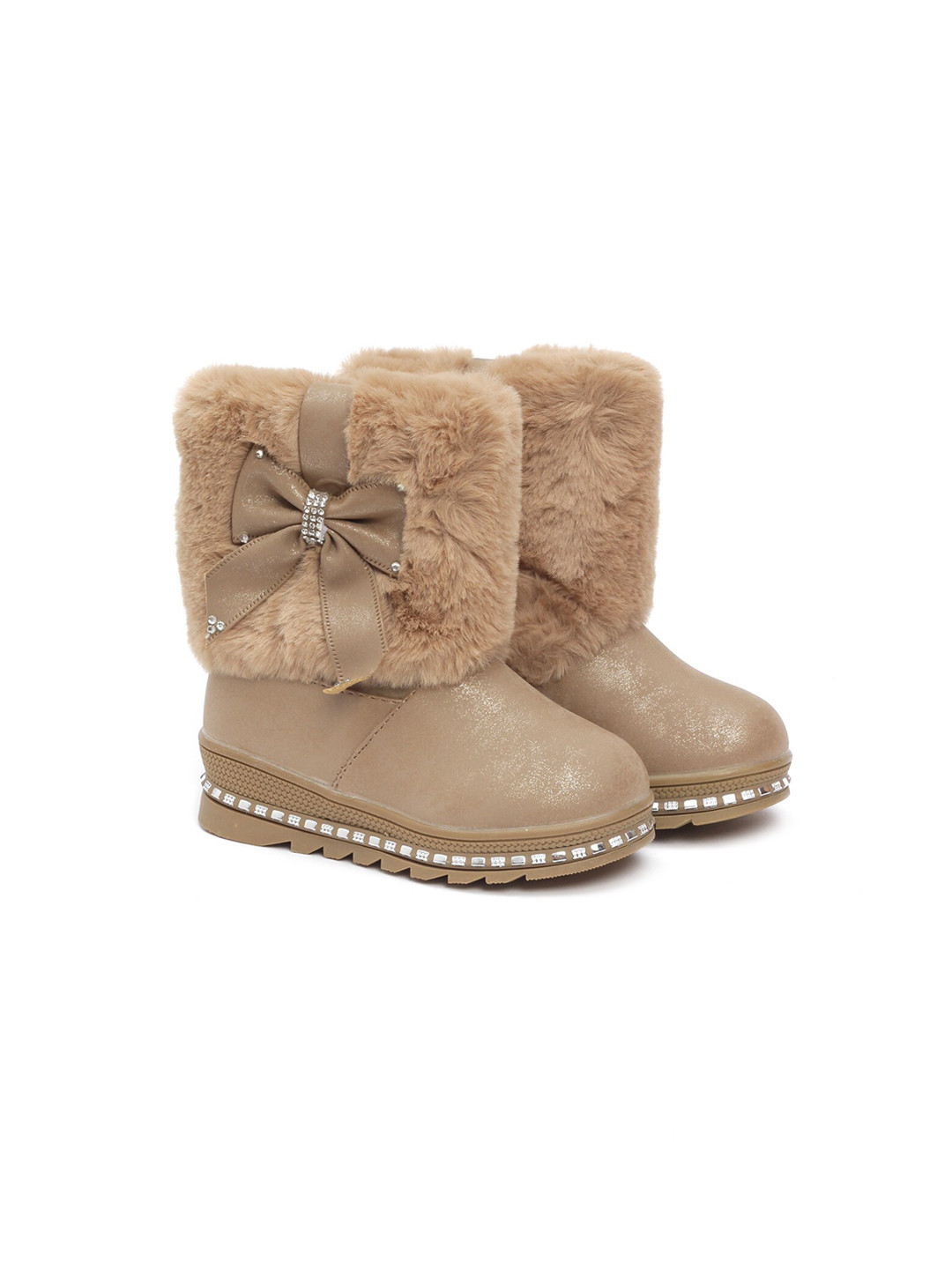 

Lil Lollipop Girls Brown Embellished Open Toe Flats