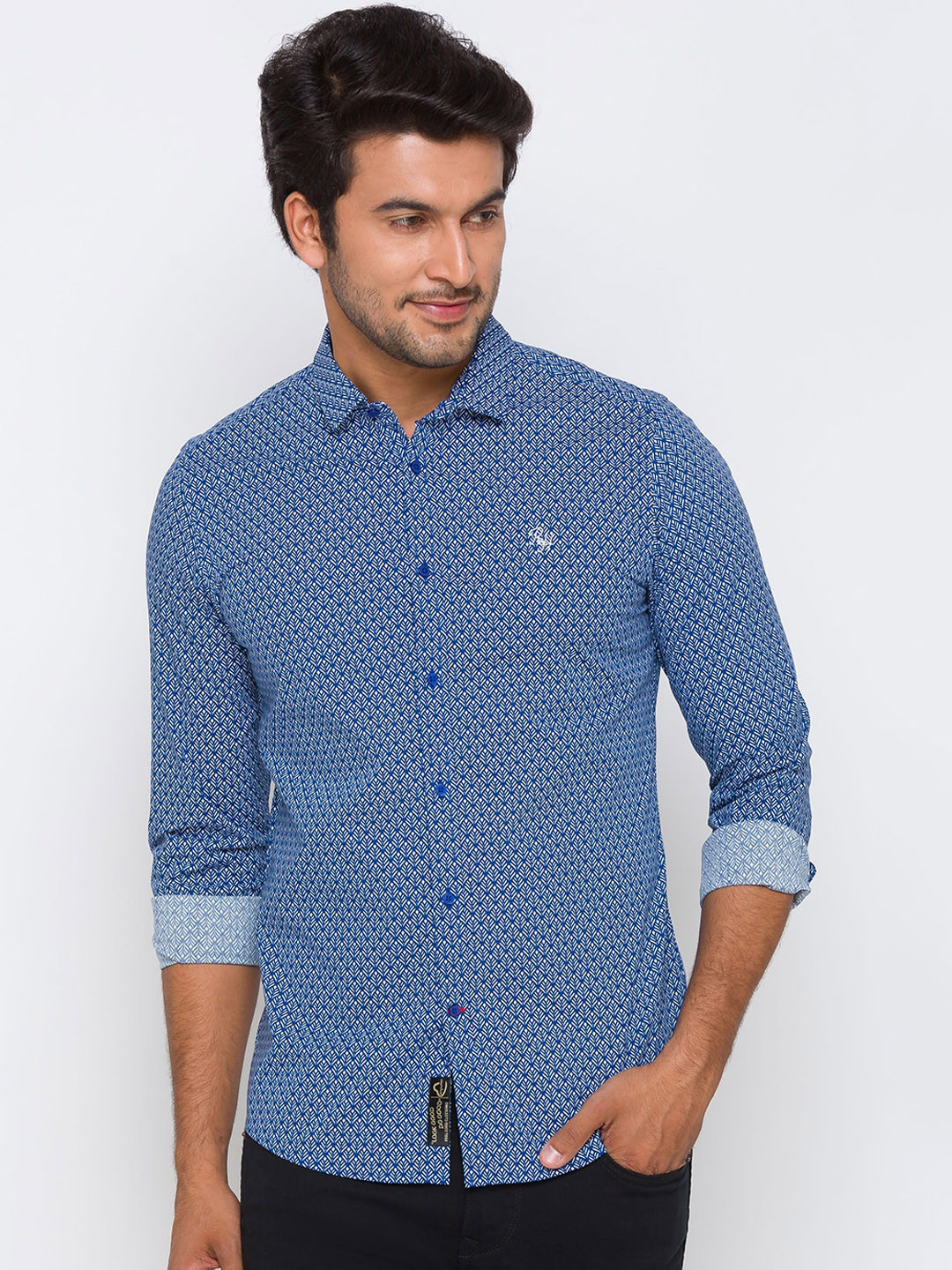 

Being Human Men Navy Blue Slim Fit Printed Casual Shirt