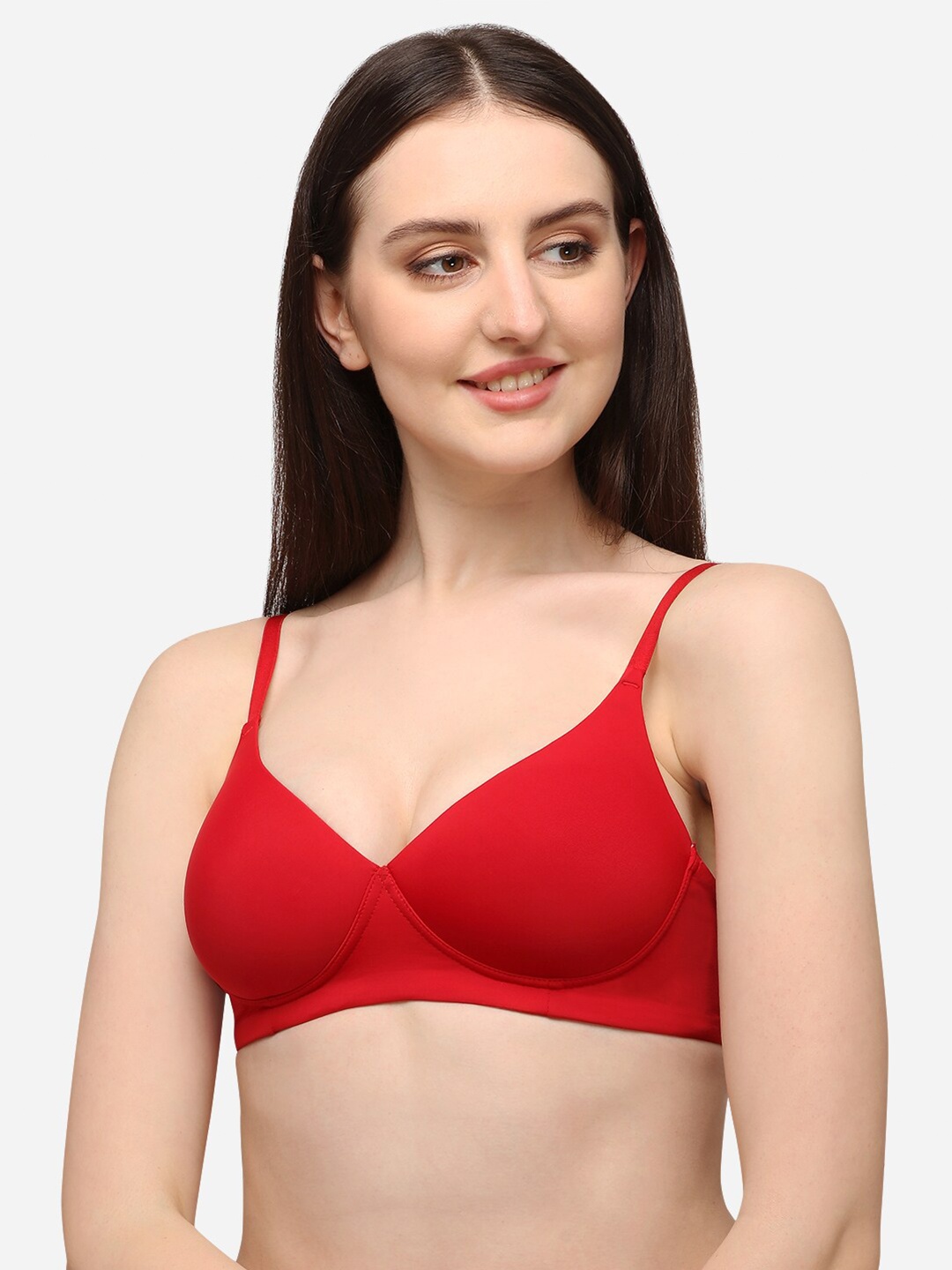 

Lenissa Red T-shirt Bra-Half Coverage Lightly Padded L-106