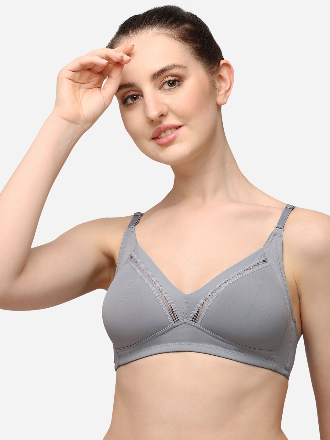 

Lenissa Grey T-shirt Bra-Half Coverage Lightly Padded L-102