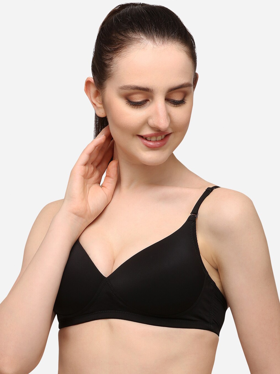 

Lenissa Black T-shirt Bra-Half Coverage Lightly Padded L-101