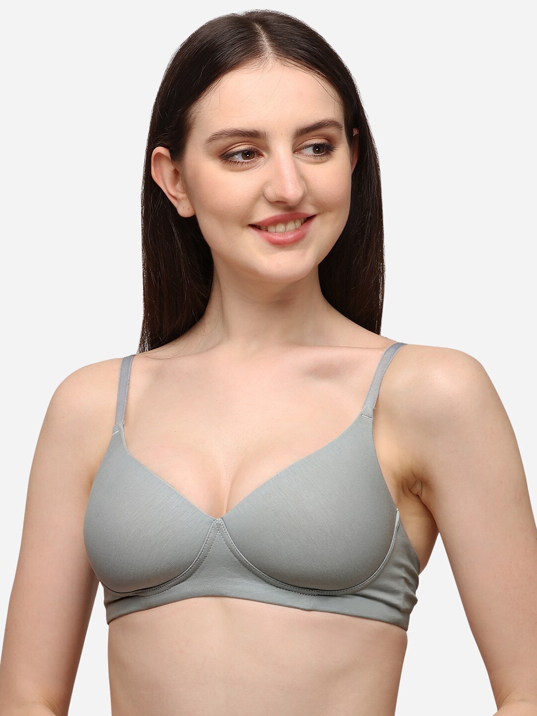 

Lenissa Grey T-shirt Bra-Half Coverage Lightly Padded L-112