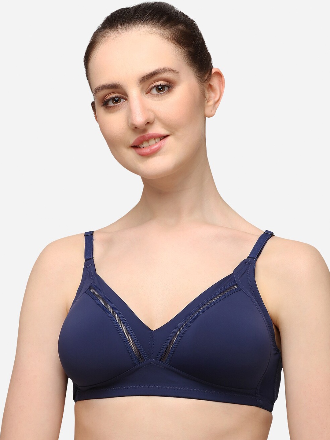 

Lenissa Navy Blue T-shirt Bra-Half Coverage Lightly Padded L-102