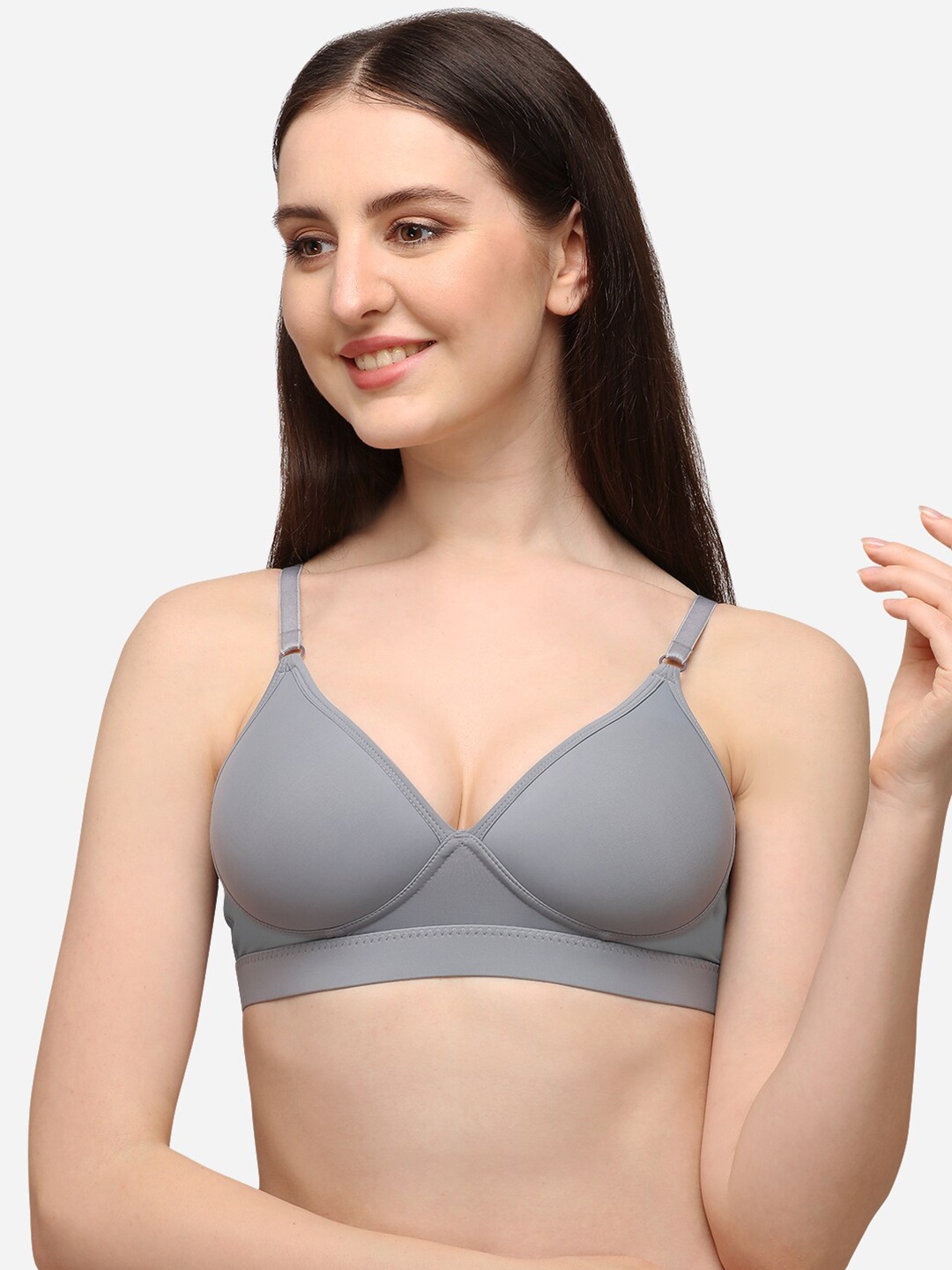 

Lenissa Grey T-shirt Bra-Half Coverage Lightly Padded L-119