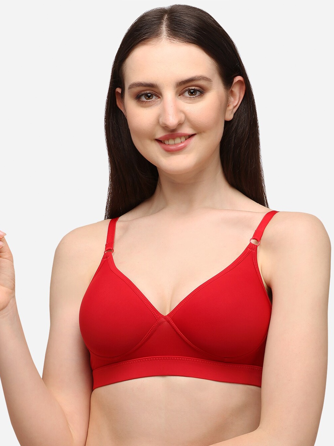 

Lenissa Red T-shirt Bra-Half Coverage Lightly Padded L-119