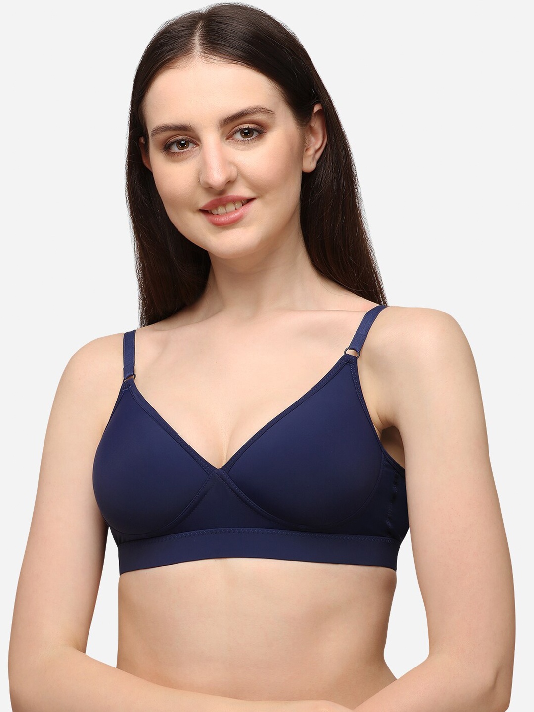 

Lenissa Navy Blue T-shirt Bra-Half Coverage Lightly Padded L-119