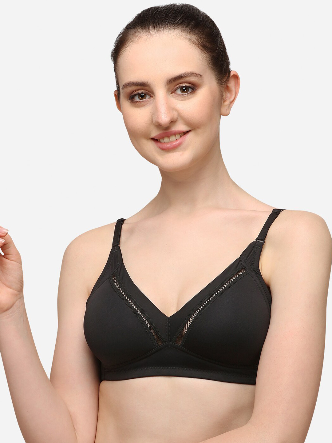 

Lenissa Black T-shirt Bra-Half Coverage Lightly Padded L-111