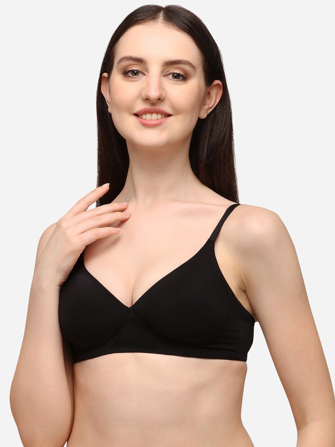 

Lenissa Black T-shirt Bra-Half Coverage Lightly Padded L-106