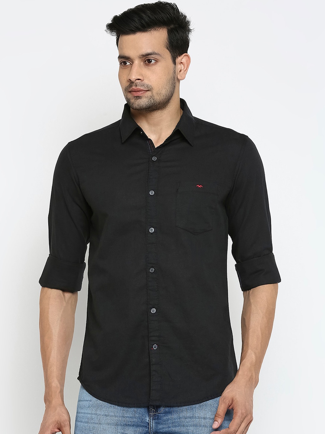 

Mufti Men Black Slim Fit Casual Shirt