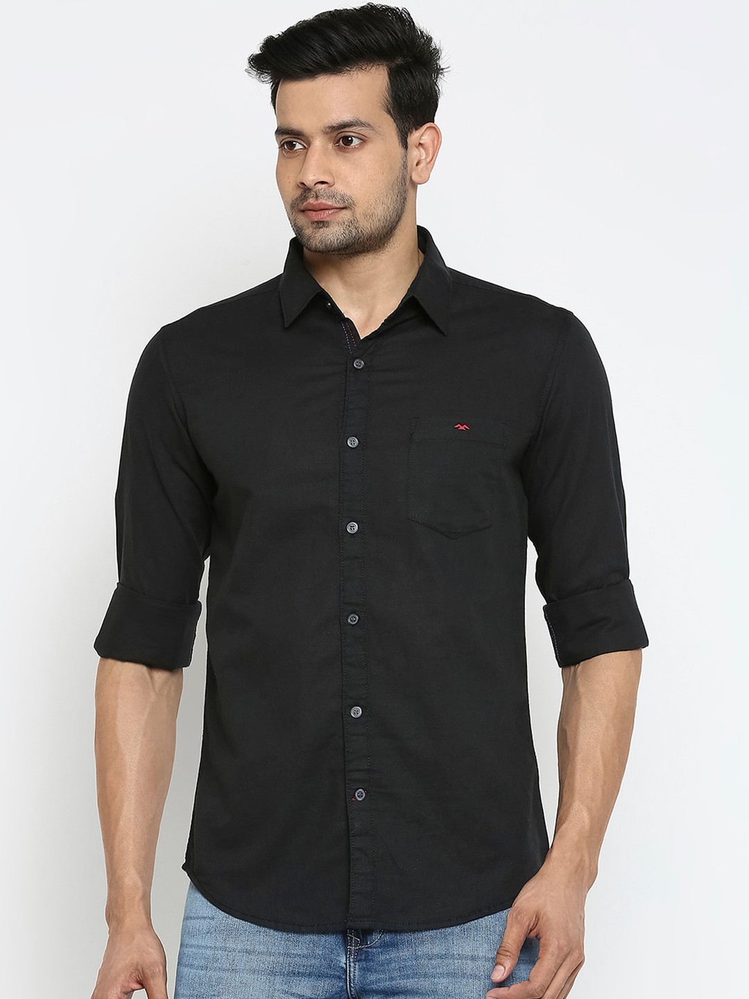 

Mufti Men Black Slim Fit Casual Shirt