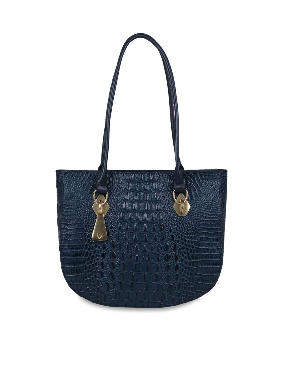 

Hidesign Blue Animal Textured Leather Half Moon Shoulder Bag
