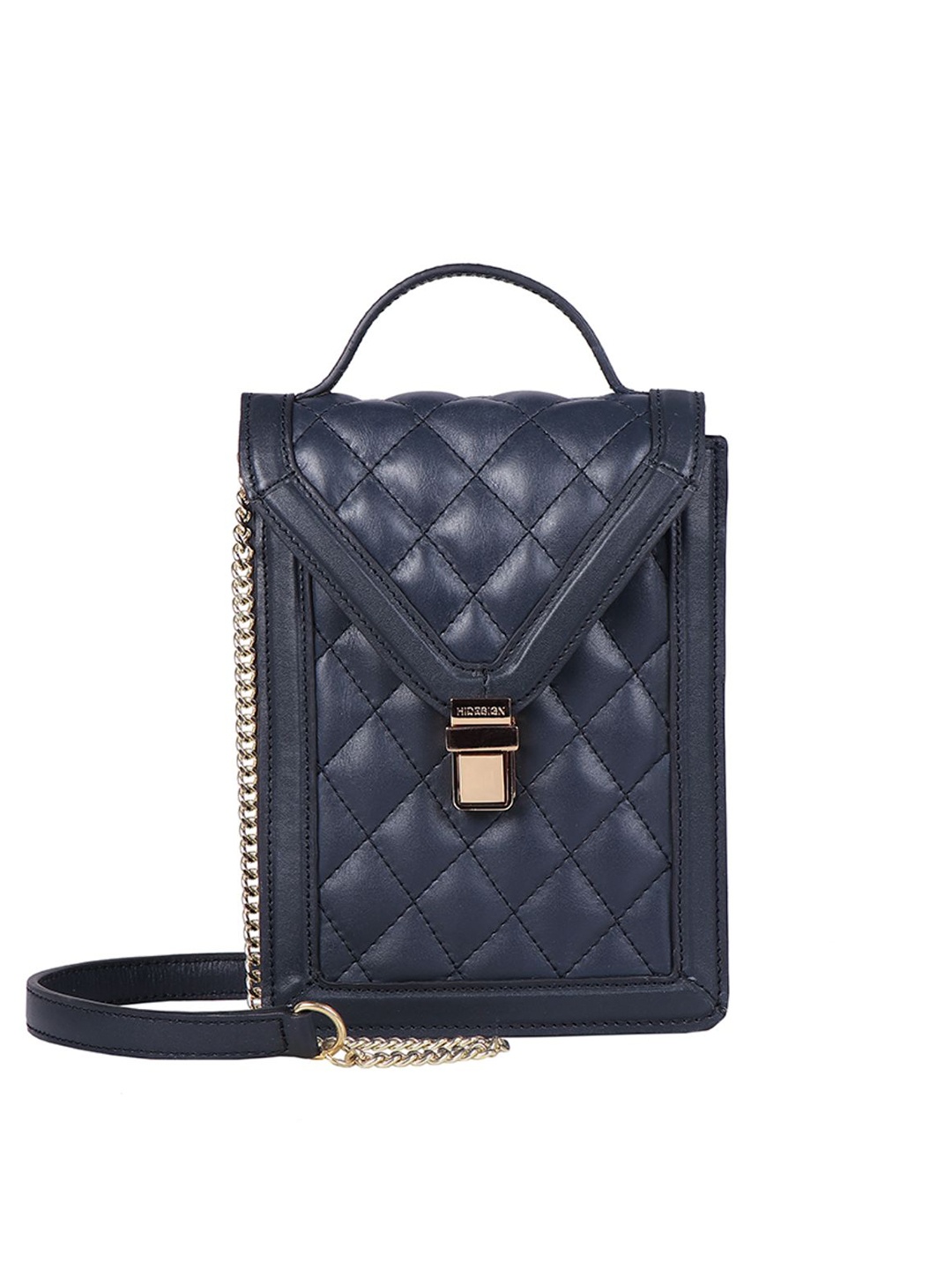 

Hidesign Women Blue Leather Structured Sling Bag with Quilted