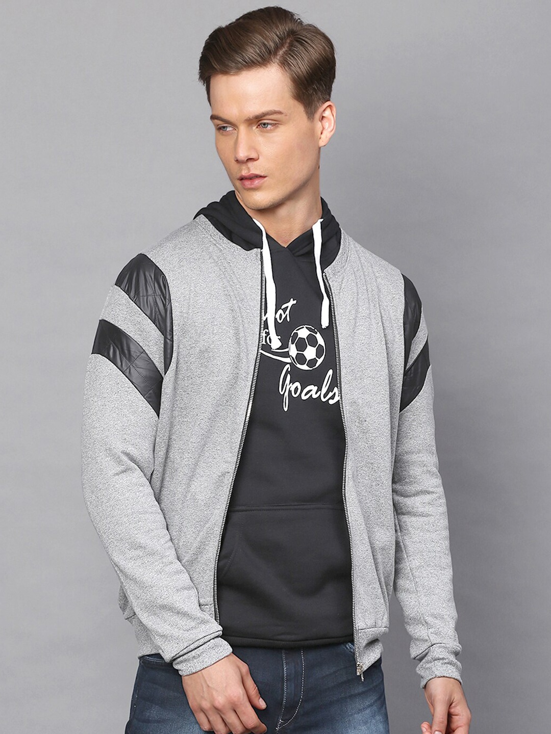 

Campus Sutra Men Grey Windcheater Jacket