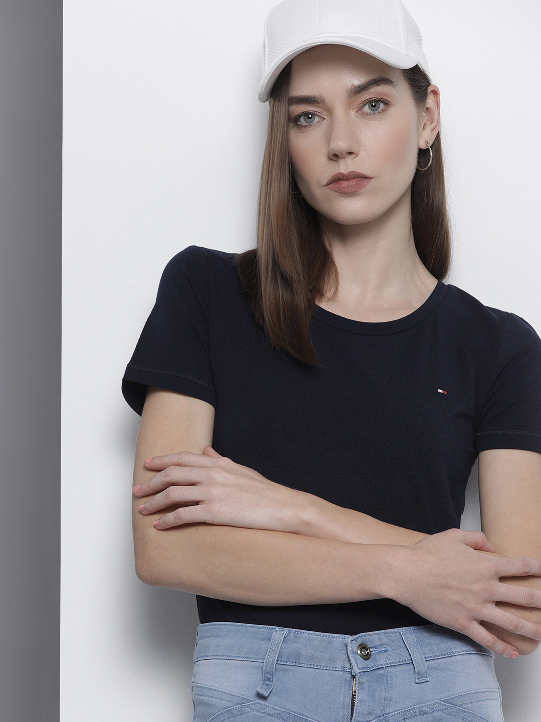 

Tommy Hilfiger Women Navy Blue Solid Moisture Wicking & Bio Based T-shirt