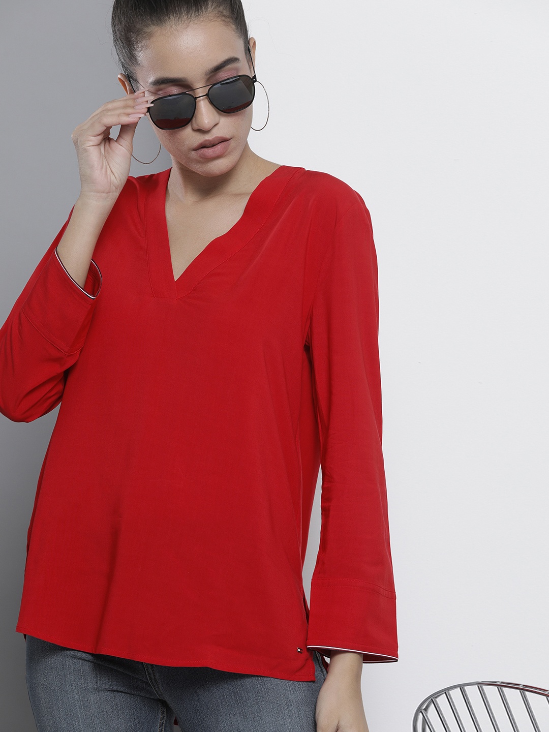 

Tommy Hilfiger Women Red Solid Regular Top