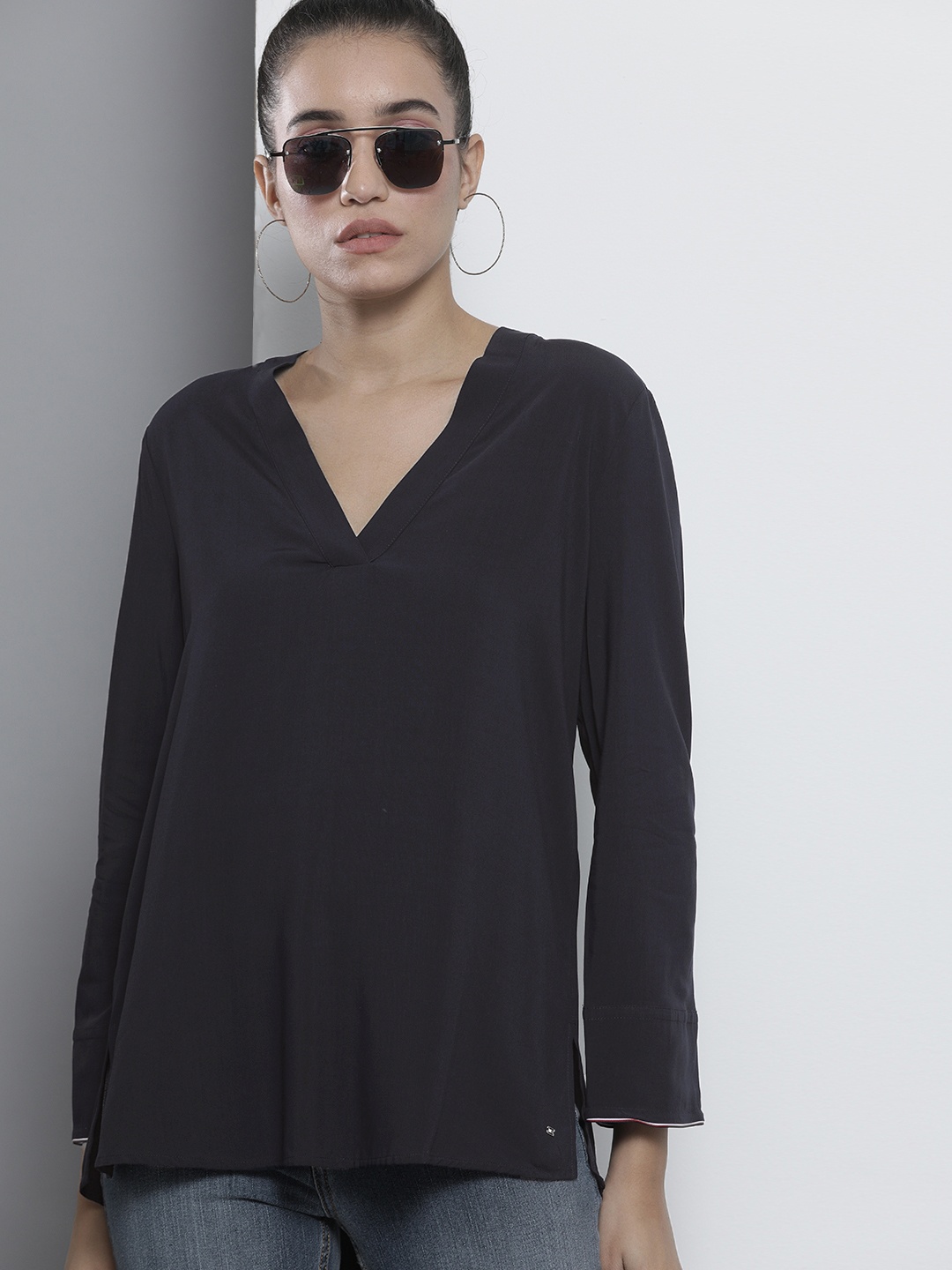 

Tommy Hilfiger Women Navy Blue Solid Regular Top