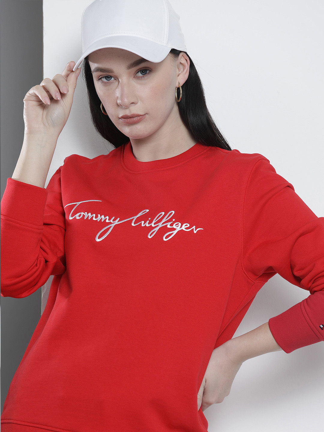 

Tommy Hilfiger Women Red & White Embroidered Sweatshirt