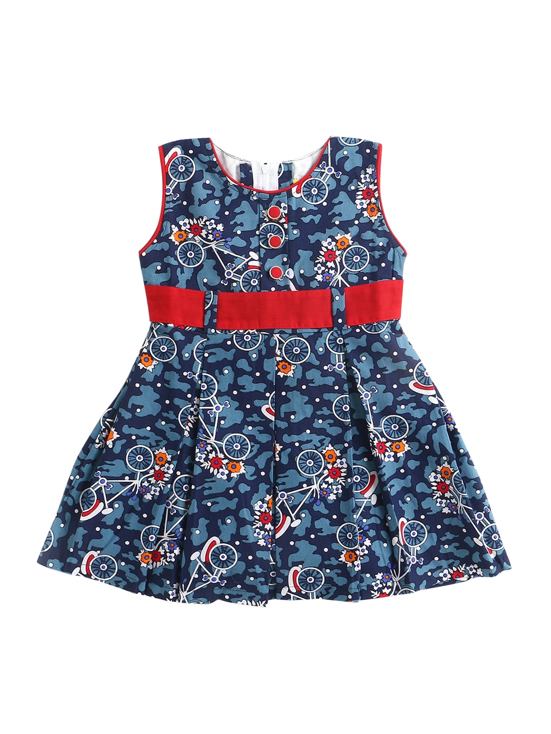 

The Magic Wand Girls Navy Blue & Red Fit& Flare Dress