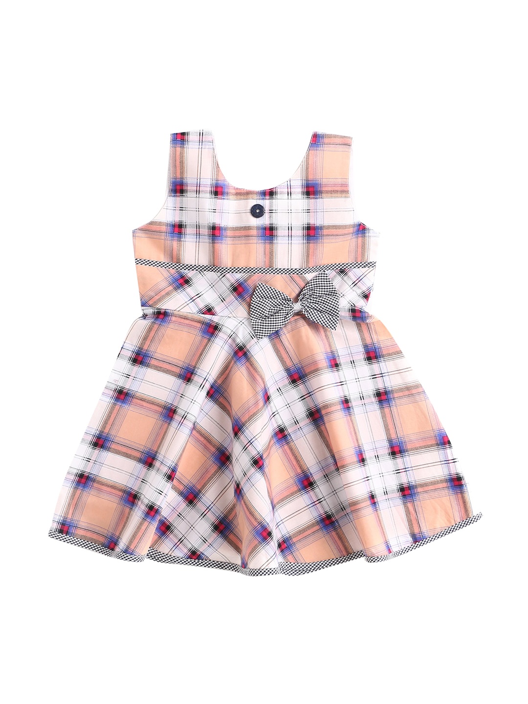 

The Magic Wand Girls Peach-Coloured & White Checked Dress