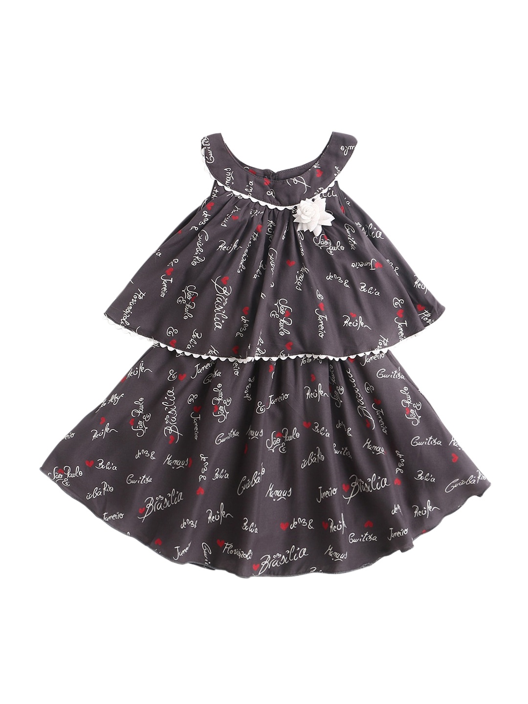 

The Magic Wand Black & White Choker Neck Layered A-Line Dress
