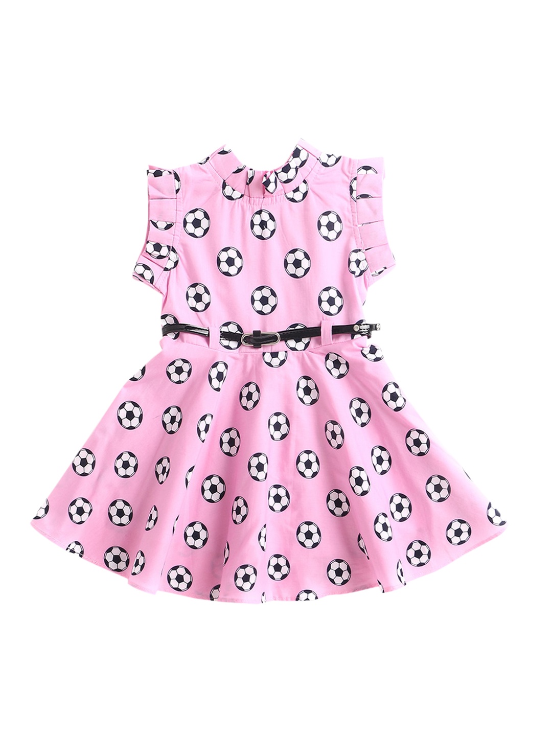 

The Magic Wand Girls Pink & Black Conversational Printed Fit & Flare Dress